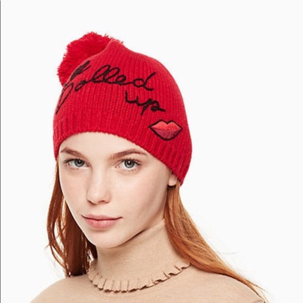 Kate Spade all dolled up pom beanie - Picture 2 of 2